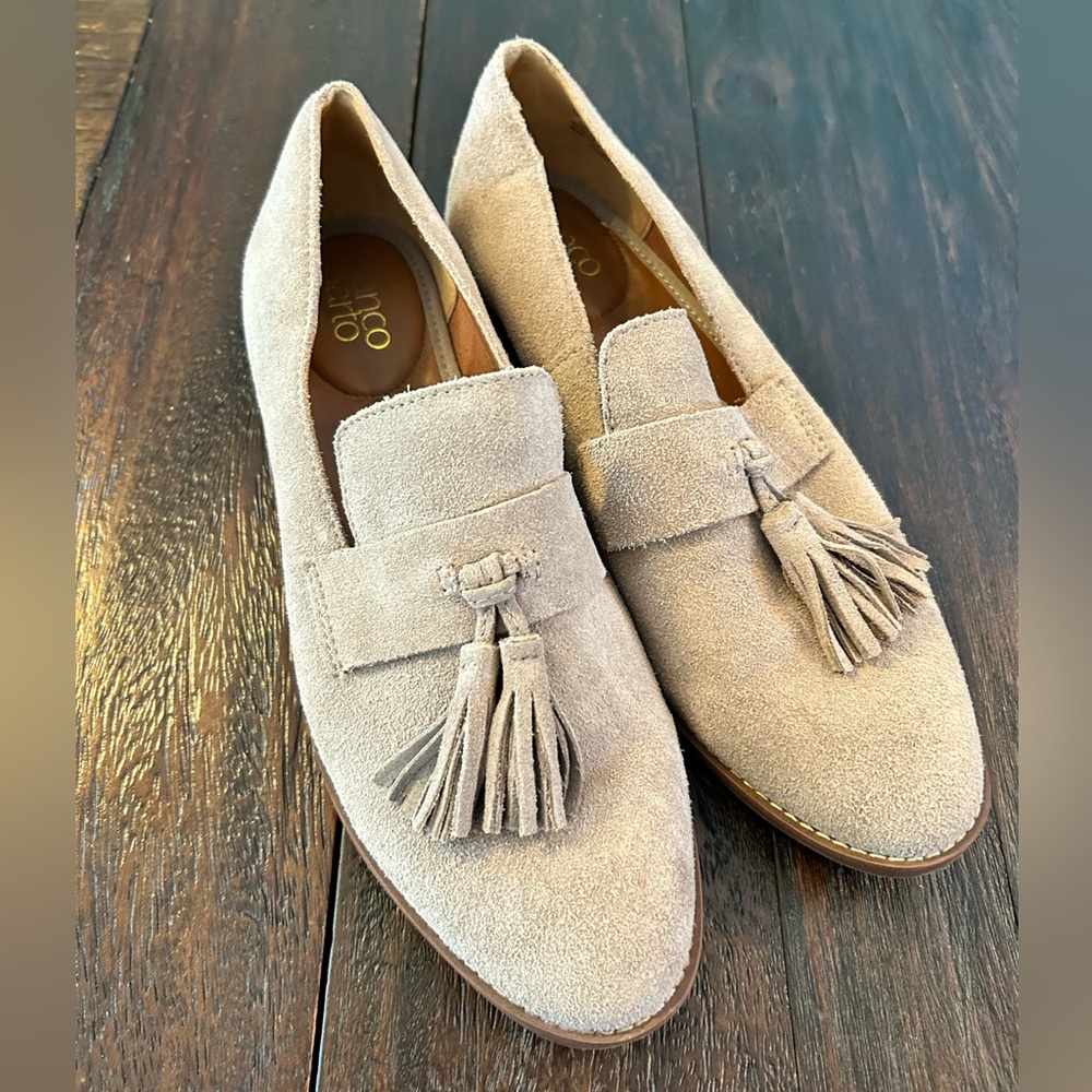 Franco Sarto Suede Tassel Slip On Loafers